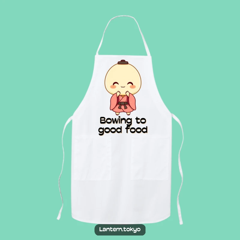 Polite Mochi Lantern Apron - Cook with Charm and Funny Greetings!