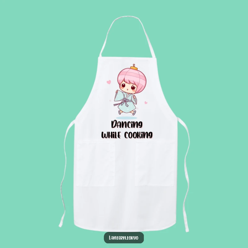 Funny Pink Lantern Apron: Blue Kimono Whimsical Kitchen Humor for Playful Cooks