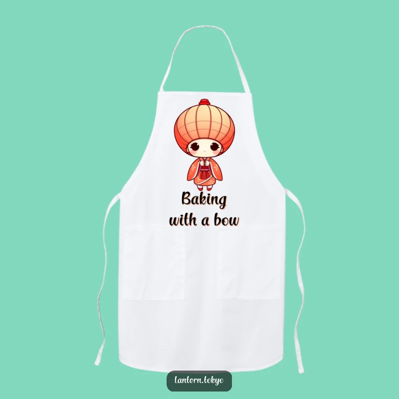 Funny Red Kimono Lantern Apron: Cook with Graceful Bows and Humorous Flair!