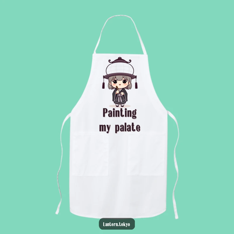 Funny White Lantern Apron: Black Kimono Artist's Creative Kitchen Humor Gift