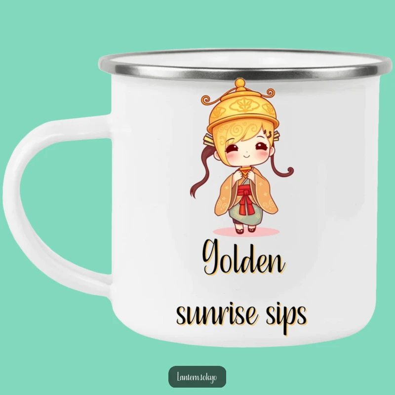 Funny Golden Lantern Camping Mug: Elegant Sway for Outdoor Humor!