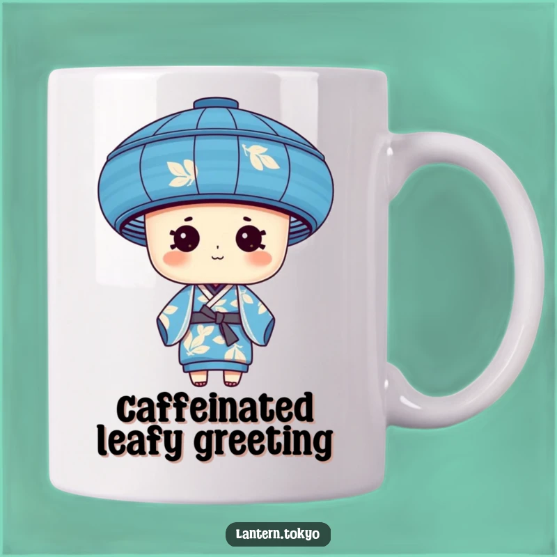 Funny Blue Leaf Lantern Mug: Chic Kimono Style for Your Daily Dose of Humor!
