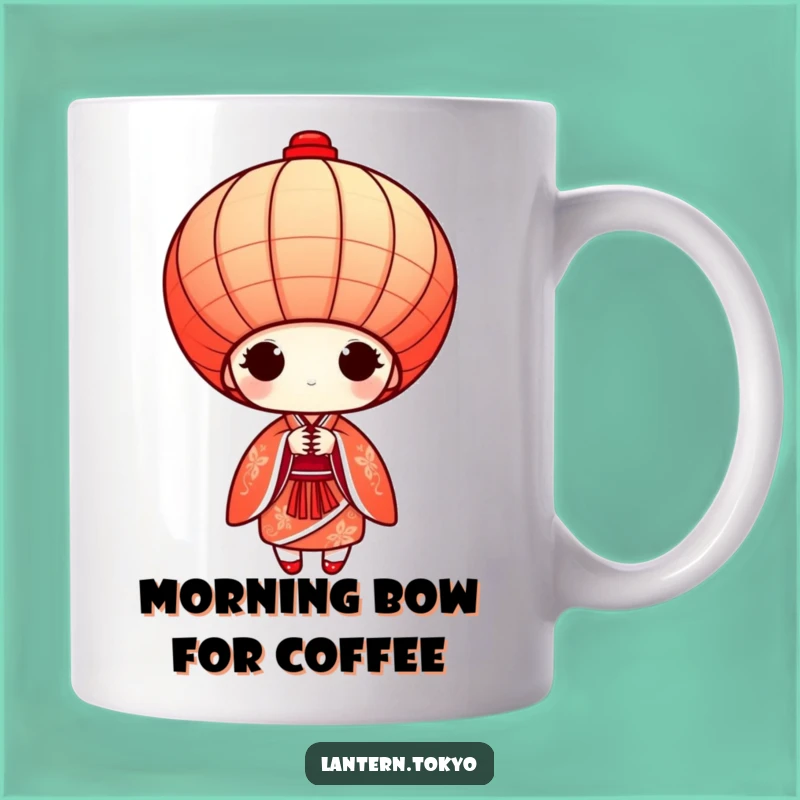 Funny Red Kimono Lantern Mug: A Graceful Bow for Your Morning Brew!