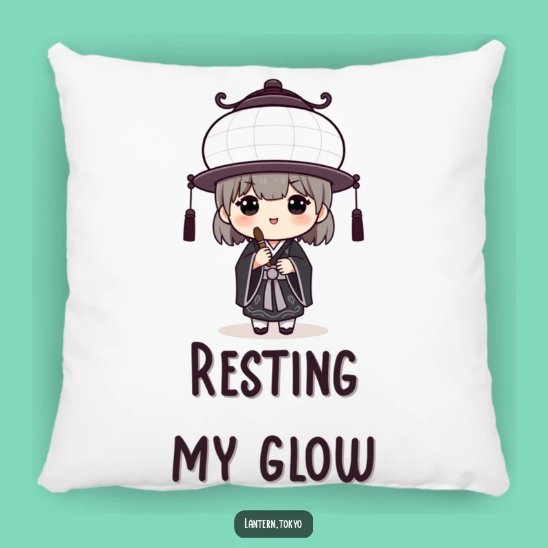 Comfy Funny White Lantern Pillow: Black Kimono Artist's Soft & Humorous Accent
