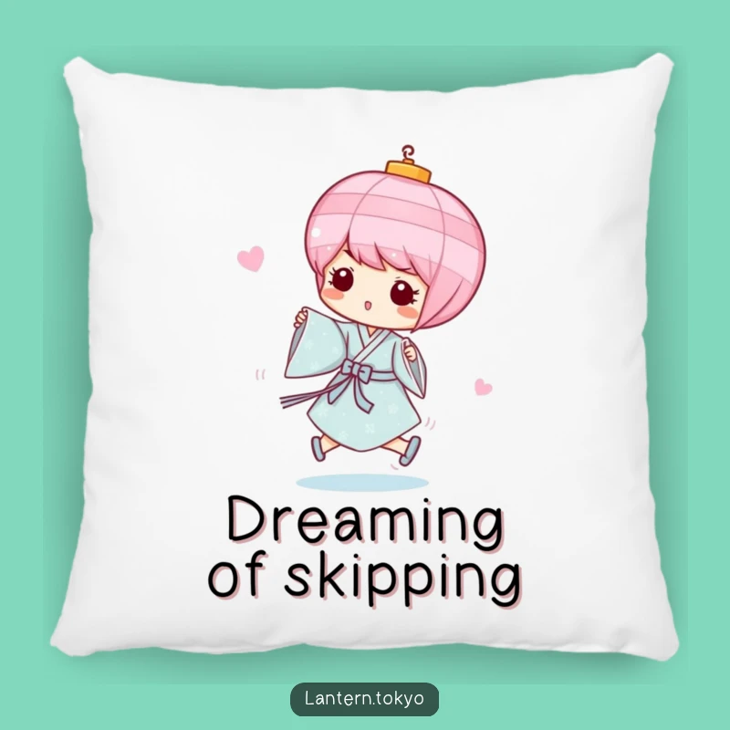 Comfy Funny Pink Lantern Pillow: Blue Kimono Whimsical Accent for Playful Comfort
