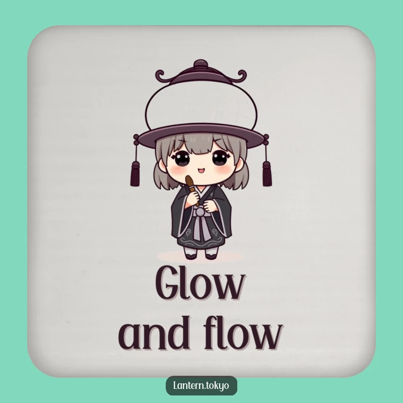 Funny White Lantern Coaster: Black Kimono Artist Protects Surfaces with Humor