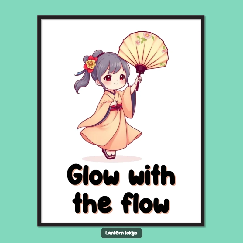 Graceful Lantern Fan Poster - Elegant Funny Wall Art for Serene Spaces