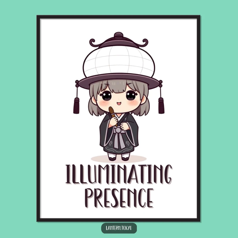 Funny White Lantern Poster: Classic Black Kimono Artist's Inspiring Humorous Wall Art