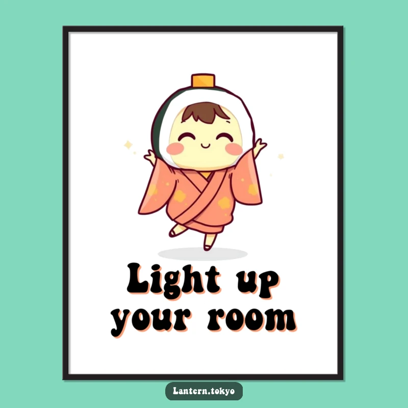 Funny Sushi Lantern Dancing Kimono Poster: Hilarious Wall Art for Foodie Enthusiasts