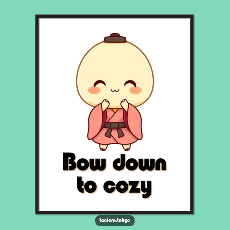 Polite Mochi Bow Poster - Charming Funny Wall Art for Welcoming Spaces