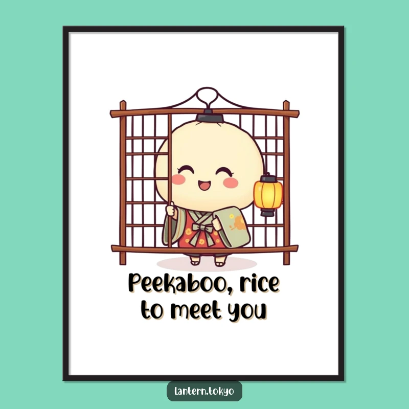Free Printable Cute Wall Art: Rice Ball Peek-a-Boo Downloadable Decor