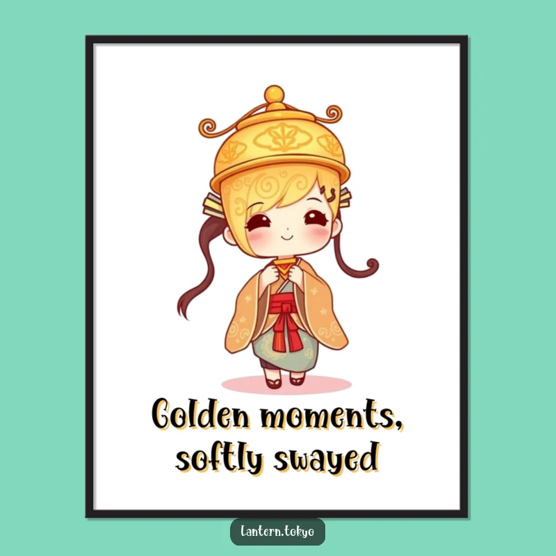 Funny Free Printable Wall Art: Golden Kimono Lantern Downloadable Decor Gift