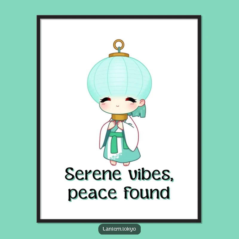 Funny Free Printable Wall Art: Serene Lantern Character - Downloadable Calm Home Decor