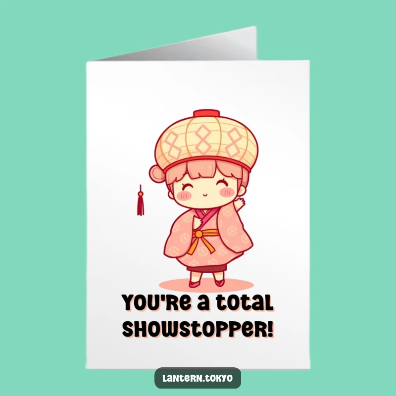 Free Printable Congrats Card: Dancing Lantern - Joyful Downloadable