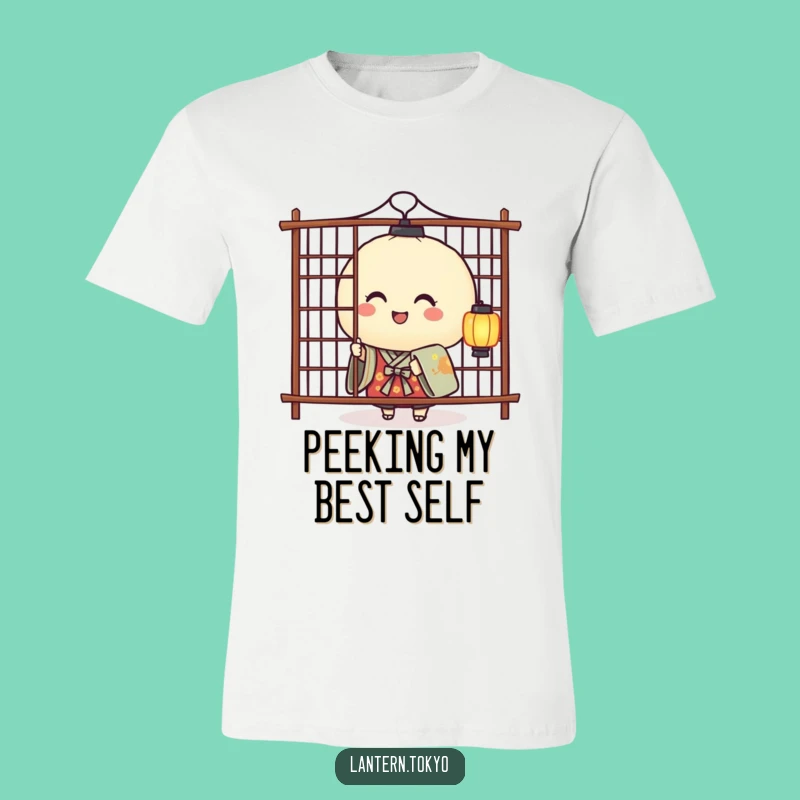 Funny Rice Ball Peeking T-Shirt - Playful Kimono Style for Your Wardrobe!