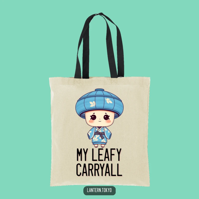 Funny Blue Leaf Lantern Tote Bag: Carry Nature's Humor in Kimono Chic!