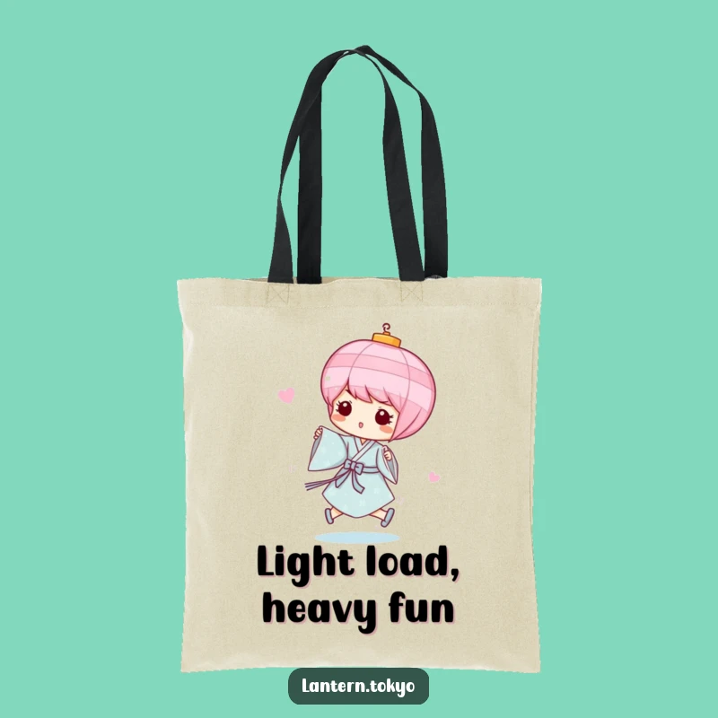 Funny Pink Lantern Tote Bag: Blue Kimono Whimsical Carryall for Playful Days